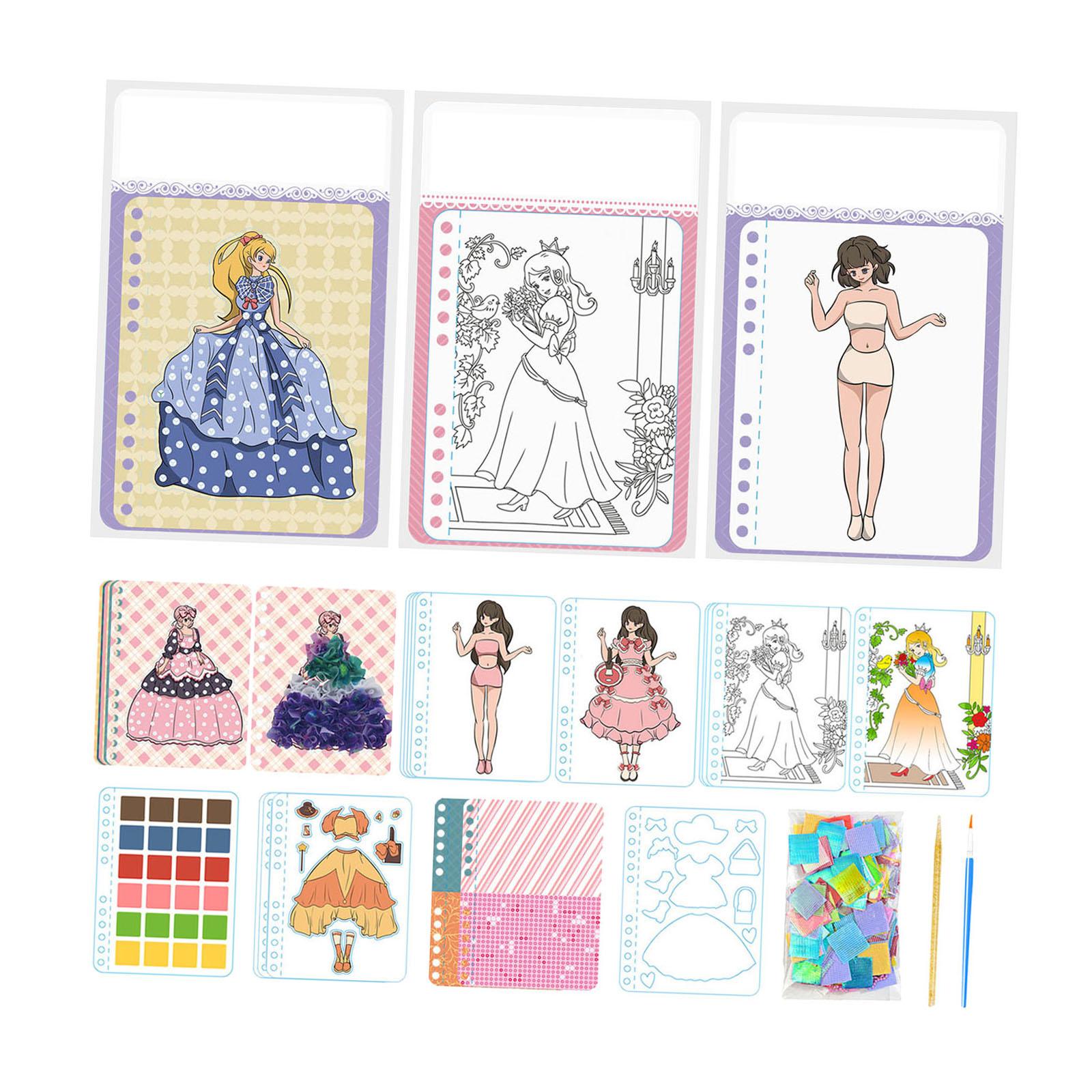 Magideal - Pegatinas De Muñecas De Vestir, Pegatinas De Disfraz De Princesa, Pegatinas De Juguetes Hechas A Mano Para Niñas, Libro De Actividades Para Regalo De Hada 4 En 1