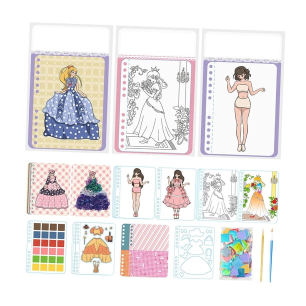 Pegatinas de muñecas de vestir, pegatinas de disfraz de princesa, pegatinas de juguetes hechas a mano para niñas, libro de actividades para regalo de Hada 4 en 1