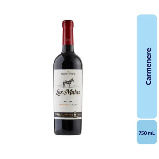 Vino Carménère Botella 750 mL Las Mulas