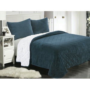 Zahr - Cubrecama Coral Sherpa King Azul