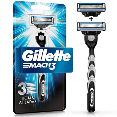Pack Máquina De Afeitar Recargable + 2 Repuestos Mach3 Con Hojas Más Afiladas 1 Un Gillette