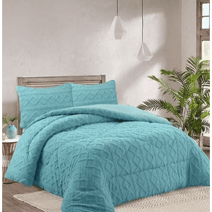 Tecnocasa - Plumon De Invierno Con Chiporro Trenzados Color Celeste Plaza Y Media