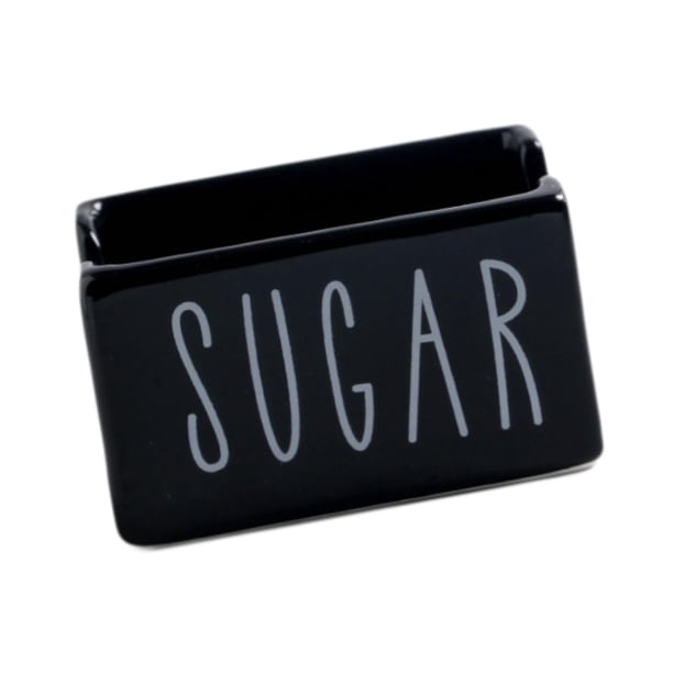 Porta Sobres de Azúcar Organizador de Café Dispensador de Sobres Contenedor de Sobres de Té de Cerámica Práctico Y Estético Adecuado para Hogar Cafete Negro