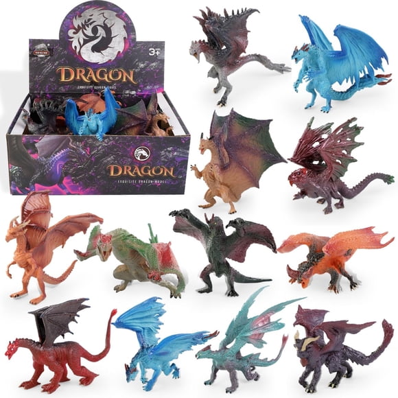 Figuras de juguete con forma de dragón Liberty Imports, 12 unidades, para fiestas infantiles