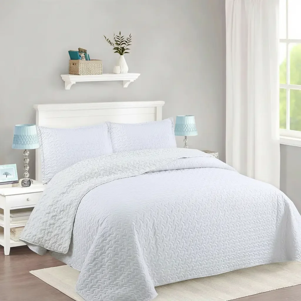 Casadeliacl - Cubrecama Quilt Sherpa 2pl Blanco Liso Texturizado Liso; Texturizado