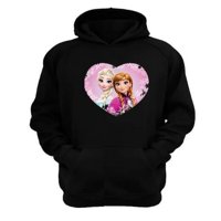 Genérico - Polerón Canguro Elsa Y Anna Negro Talla M Unisex