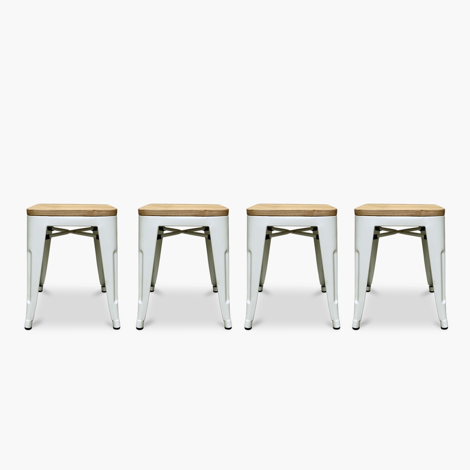 Form Design - Pack 4 Pisos Tolix Asiento Madera Blanco