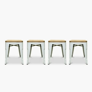 Form Design - Pack 4 Pisos Tolix Asiento Madera Blanco