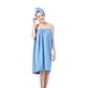 thumbnail image 1 of Conjunto de bata de spa para mujer, toalla de baño de microfibra suave, acogedora y absorbente con gorro turbante para secar el cabello., 1 of 5