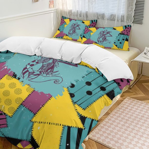 Yellow Blue The Nightmare Before Christmas Comforter Set Soft 3 Pcs Twin Bedding Sets Thicken for All Season