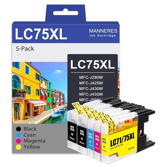 Cartuchos de tinta MANNERES LC75 pack de 5 (2 negro/C/M/A)