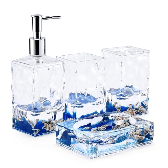 Set de Baño Locco Decor 4 Piezas Acrílico Conchas del Océano