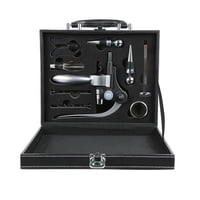 Mundo Online - Set Descorchador Vino + Maletín Ecocuero Elegante Metalizado