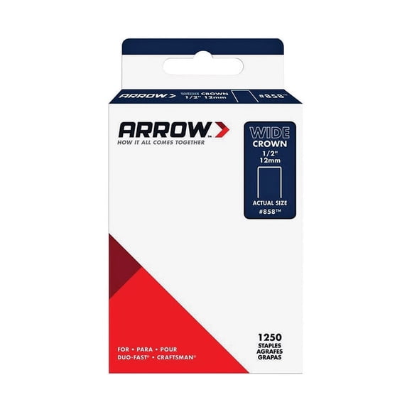 Staples Arrow #858 1/2 pulgadas Ancho x 1/2 pulgadas. L 18 Ga. Corona ancha