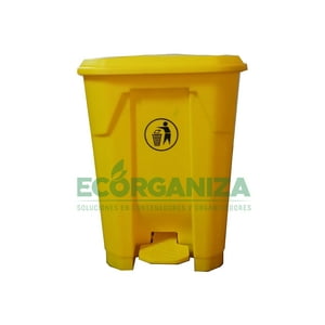 Ecorganiza - Contenedor De 50 Lts Con Pedal, Color Amarillo