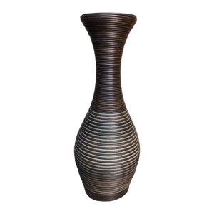 Fliperex - Jarron Florero Decorativo Tejido Rattan Moderno Marron 60 Cm Beige