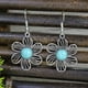 thumbnail image 1 of 1pair Boho Style Vintage Earrings with Turquoise - Ancient Silvery Design for Women and Girls, 1 of 5