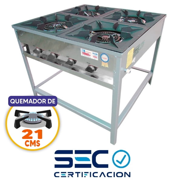 Anafe Industrial de 4 platos de 21 cm