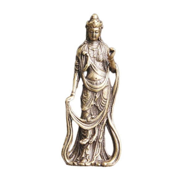 Estatua De Bodhisattva Guanyin De Latón De 4,9 Cm, Miniatura De Mascota De Té Para Estante De Sala De Yoga