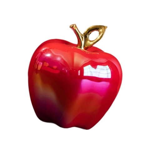 Bothyi - Estatua De Manzana Coleccionable Moderna Con Hoja De Porcelana Para Repisa De Tv De Hogar Roja