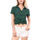 thumbnail image 2 of INSPIRE CHIC Camisas de Cuadros para Mujer Cuello en Punta Abotonado Blusas de Regreso a Clases Verde S, 2 of 7