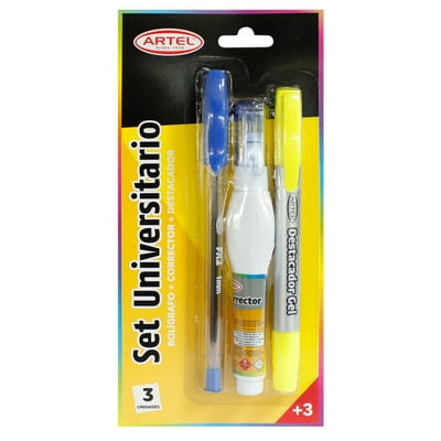 Pack Bolígrafo + Destacador + Corrector  Artel