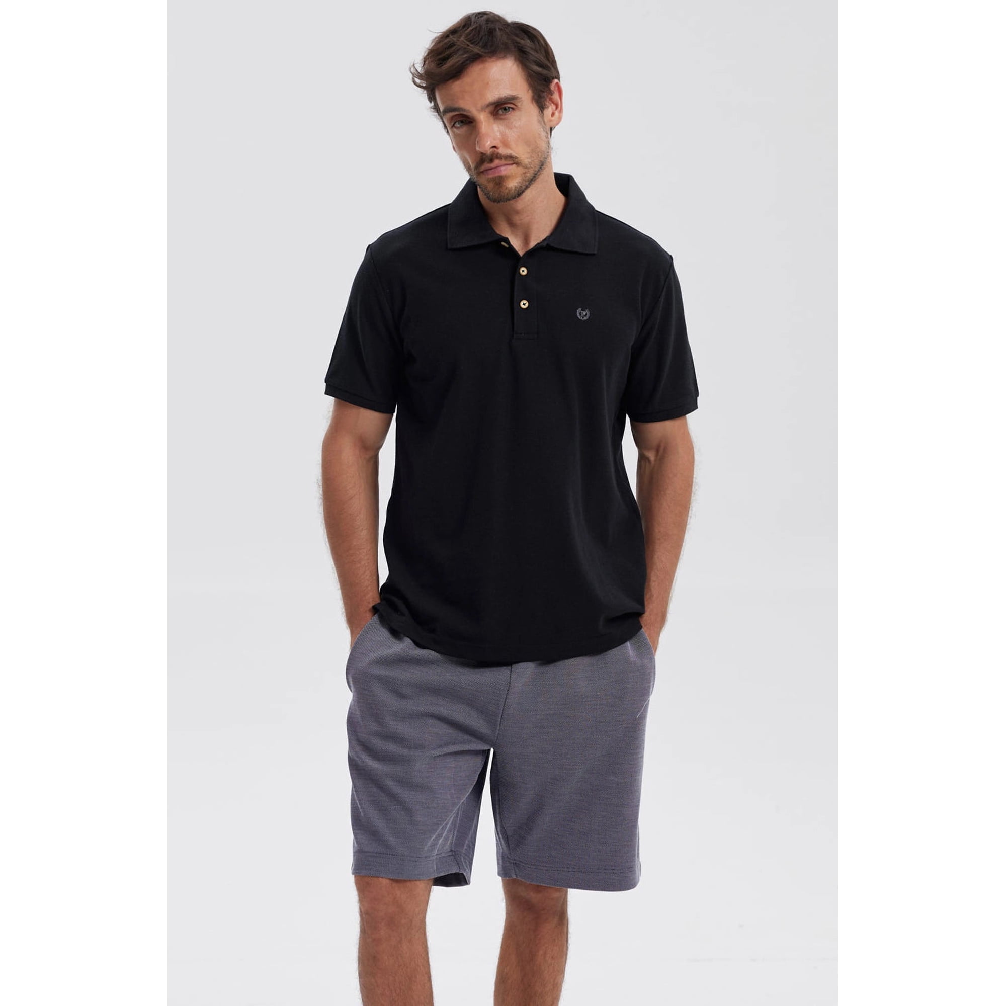 Fashionspark - Polera Hombre Piqué Básica Lisa Negro - Lll