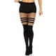 thumbnail image 2 of Pantyhose Leg Avenue a rayas con malla negra para mujer, talla única, 2 of 3