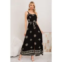 Likeshop - Maxi Vestido Largo Verano Mujer Holgado Pabilos Estampado 3359