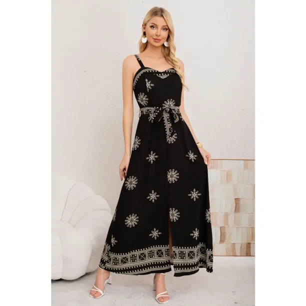 Maxi Vestido Largo Verano Mujer Holgado Pabilos Estampado 3359