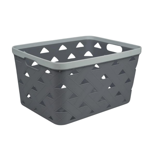 Canasto Organizador Plastico Multiusos Rattan 21 Litros - Gris