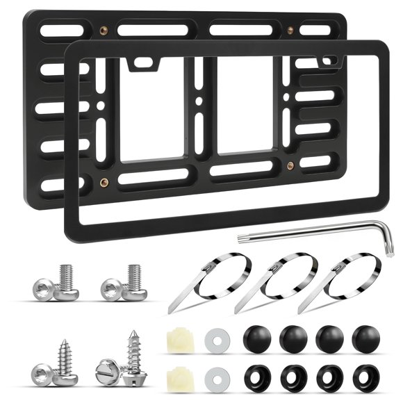 Soporte Universal Frontal para Placa de Matrícula YIDEEAUTO con Marco de Acero Inoxidable Negro