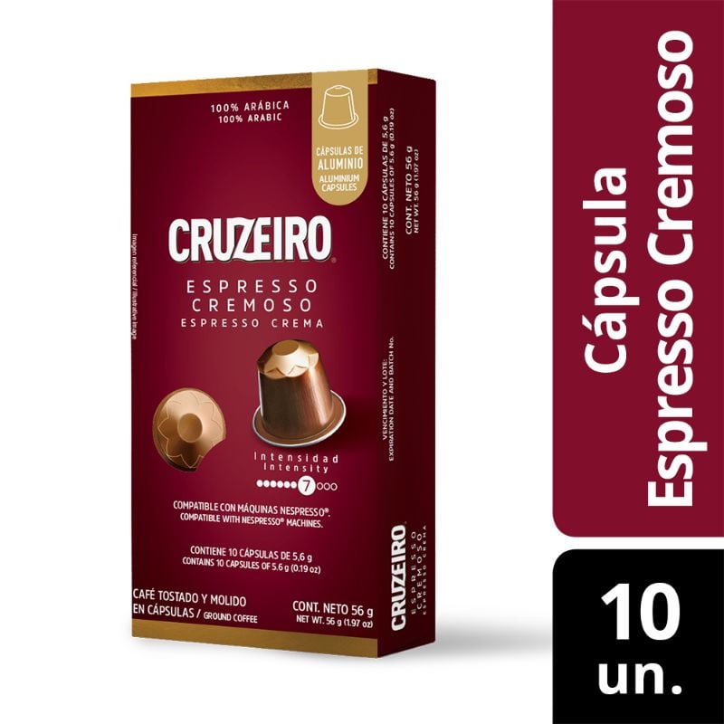 Café Cápsulas Espresso Cremoso Compatible Con Nespresso 56 g Cruzeiro
