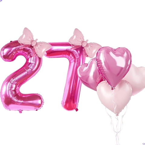 Set De Globos De Papel Metalizado Rosa Florisland 40"" Número 27 Para Cumpleaños