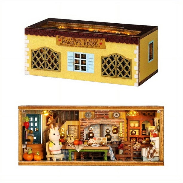 Splicing Toy Diy Cabin Series Building Blocks Small Town Hand-assembled Mini Toy Model Can Be Assembled In A Single Type Kitchen