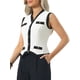 thumbnail image 4 of INSPIRE CHIC Blusa de Mujer de Color Contrastante Chaleco 2026 Cuello en V con Botones Abajo Tops XL Blanco, 4 of 5