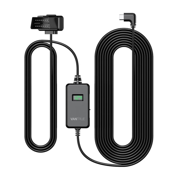Cable de alimentación VANTRUE tipo C, pantalla LED USB OBD, cableado de 10 pies