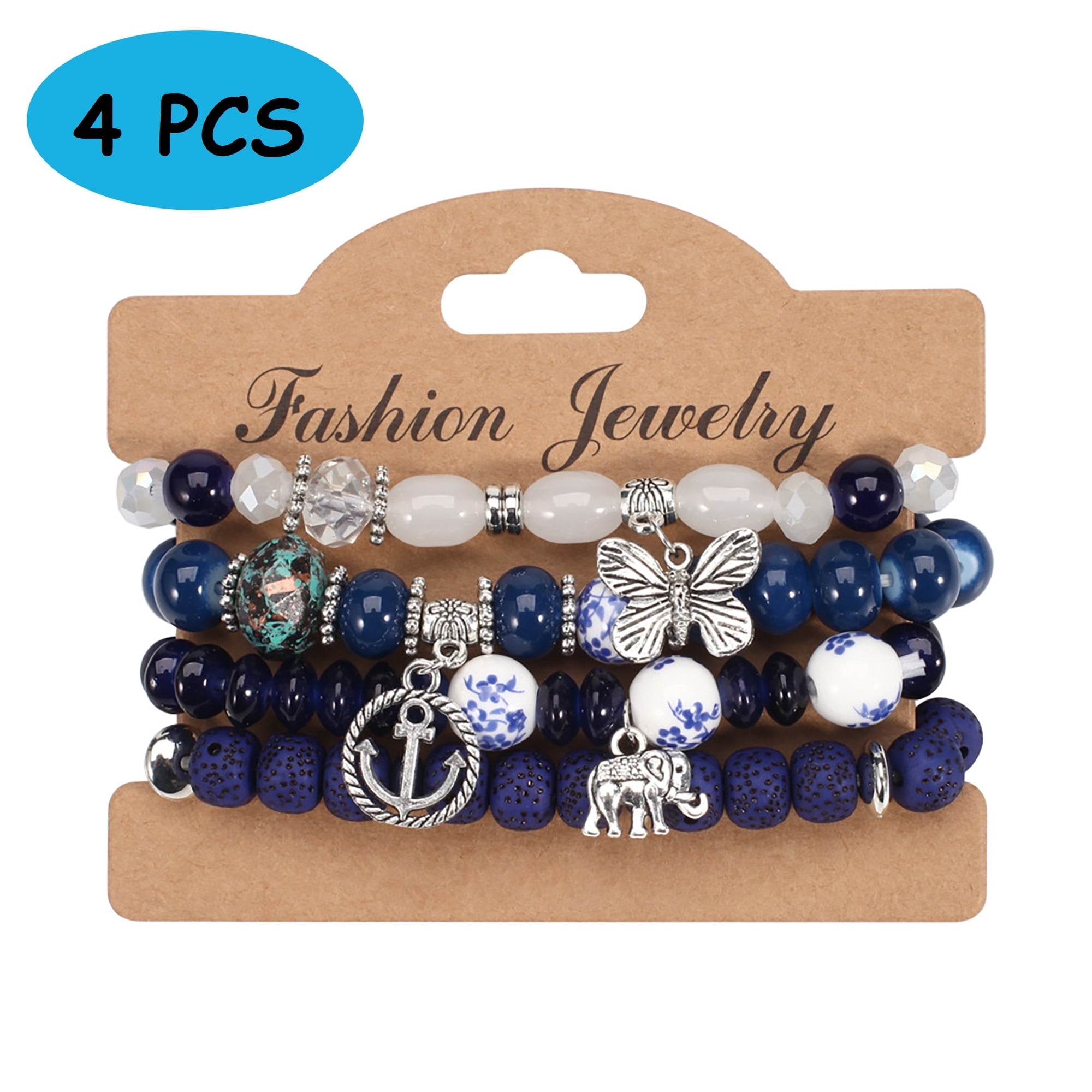 Pulsera Heshpaws Bohemia Stretch Set 4 Piezas Elefante Mariposa Retro