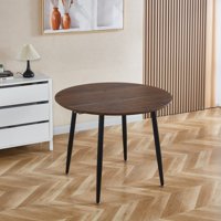 M&Ms - Extensible Table,Dining Table,Office Table,Coffee Table,Black Metal Leg,Walnut Color Top,100/140/180X100X75Cm