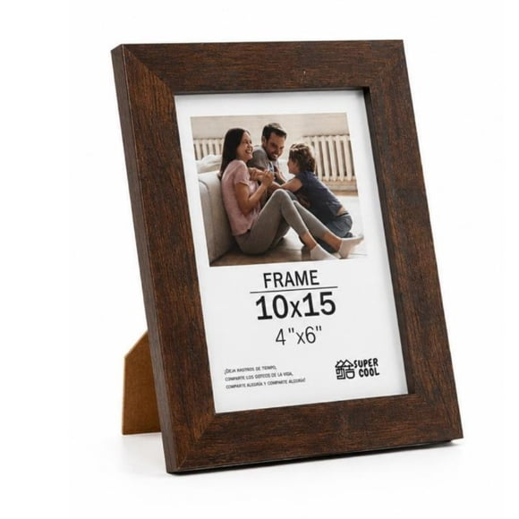 Set de 4 Marcos de Fotos Color Madera Oscura 10x15 cm Decorativos para Mesa y Hoga