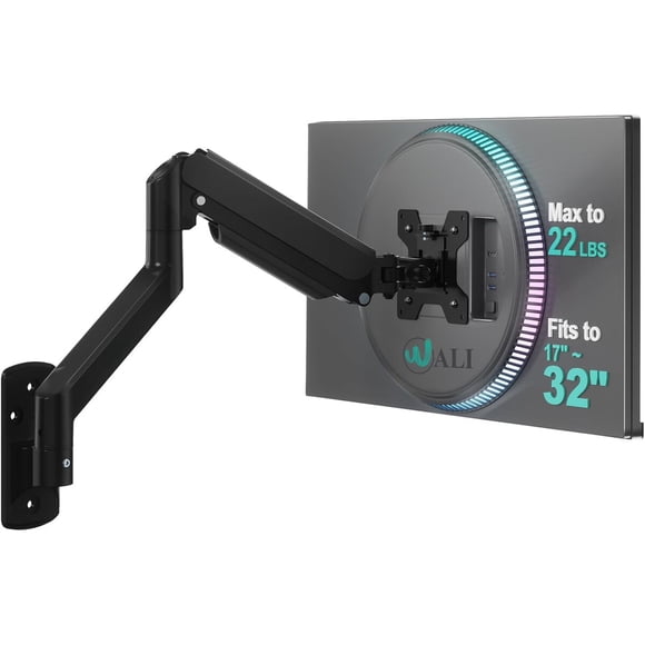 Soporte Monitor Pared WALI GSWM001 17-32 Gas Spring Negro