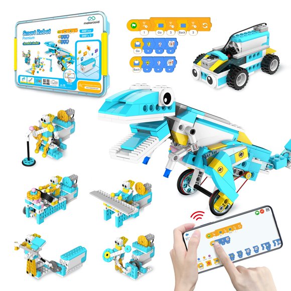 Kit de robot de codificación Makerzoid 200 en 1 RC Robot Kids 6+ con más de 400 bloques
