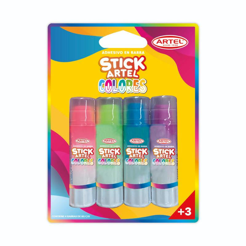 Pegamento Adhesivo En Barra X4 Colores / Producto Surtido Artel