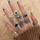 thumbnail image 2 of FAXHION Vintage Silver Rings for Women Men, 40PCS Gothic Jewelry, 2 of 3