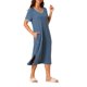 thumbnail image 4 of INSPIRE CHIC Camisón de Mujer con Cuello en V y Bolsillos, Manga Corta con Abertura Lateral, Bata de Noche con Ribete en Contraste para Primavera Verano M Azul, 4 of 6