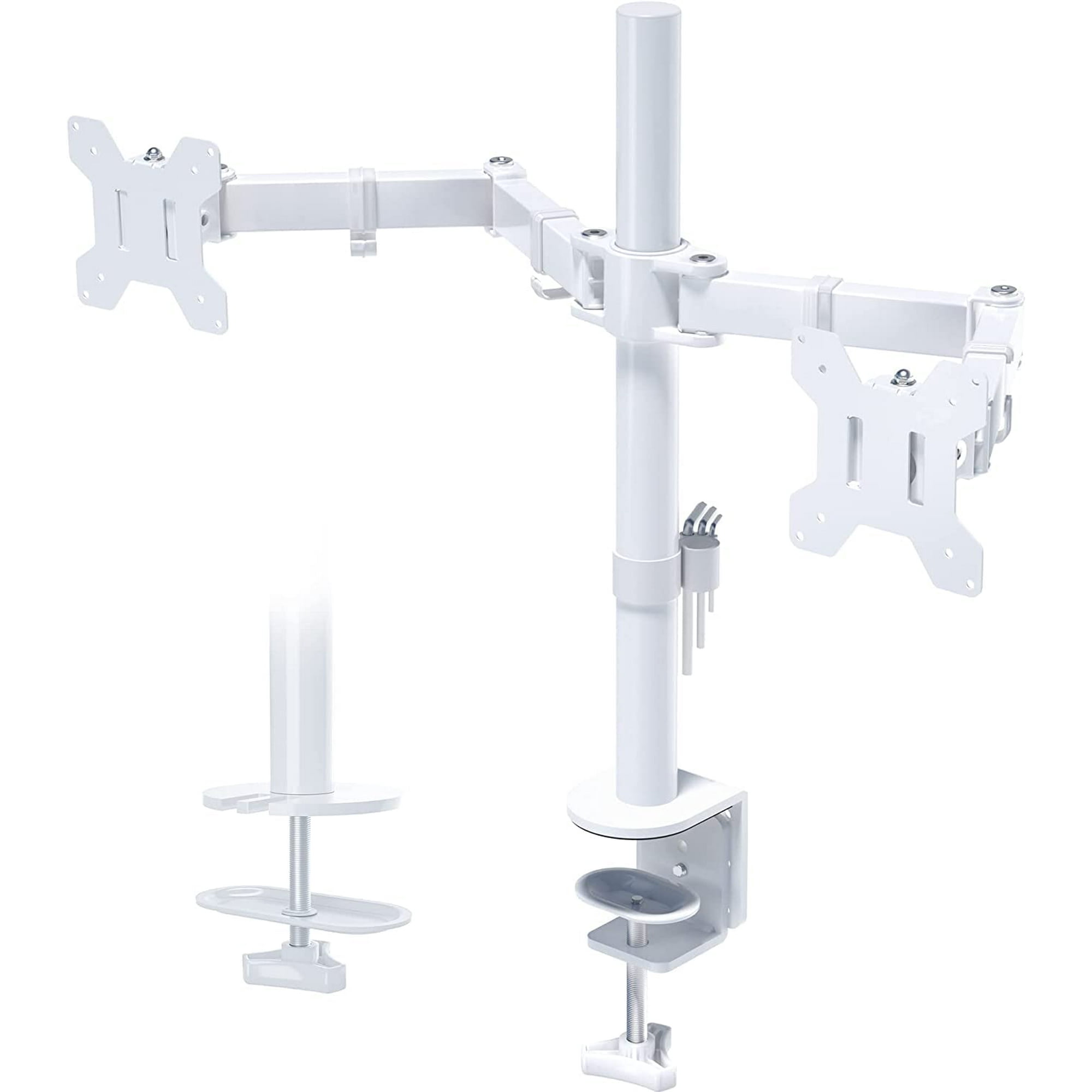 Soporte Doble Bontec Blanco Para Monitores Led Lcd De 13 A 27 Pulgadas
