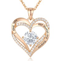Heshpaws - Collar Colgante De Amor De Amor Con Piedra De Nacimiento Zirconia, Regalo De Joyería De Las Mujeres Para La Navidad, Cumpleaños, Aniversario