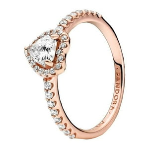 Anillo Pandora Corazón Elevado Brillante Oro Rosa 14K Talla 7.5