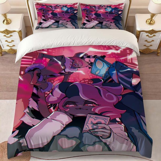 Hotel Anime Upward View Poster Theme Print Three-Piece Bedding Set Soft Duvet Cover And Two Pillowcases