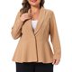 thumbnail image 1 of Agnes Orinda Chaquetas de Talla Grande para Mujer con Cuello de Chal, Botones, Casual, Traje de Trabajo, Chaqueta Peplum 1X Caqui, 1 of 7